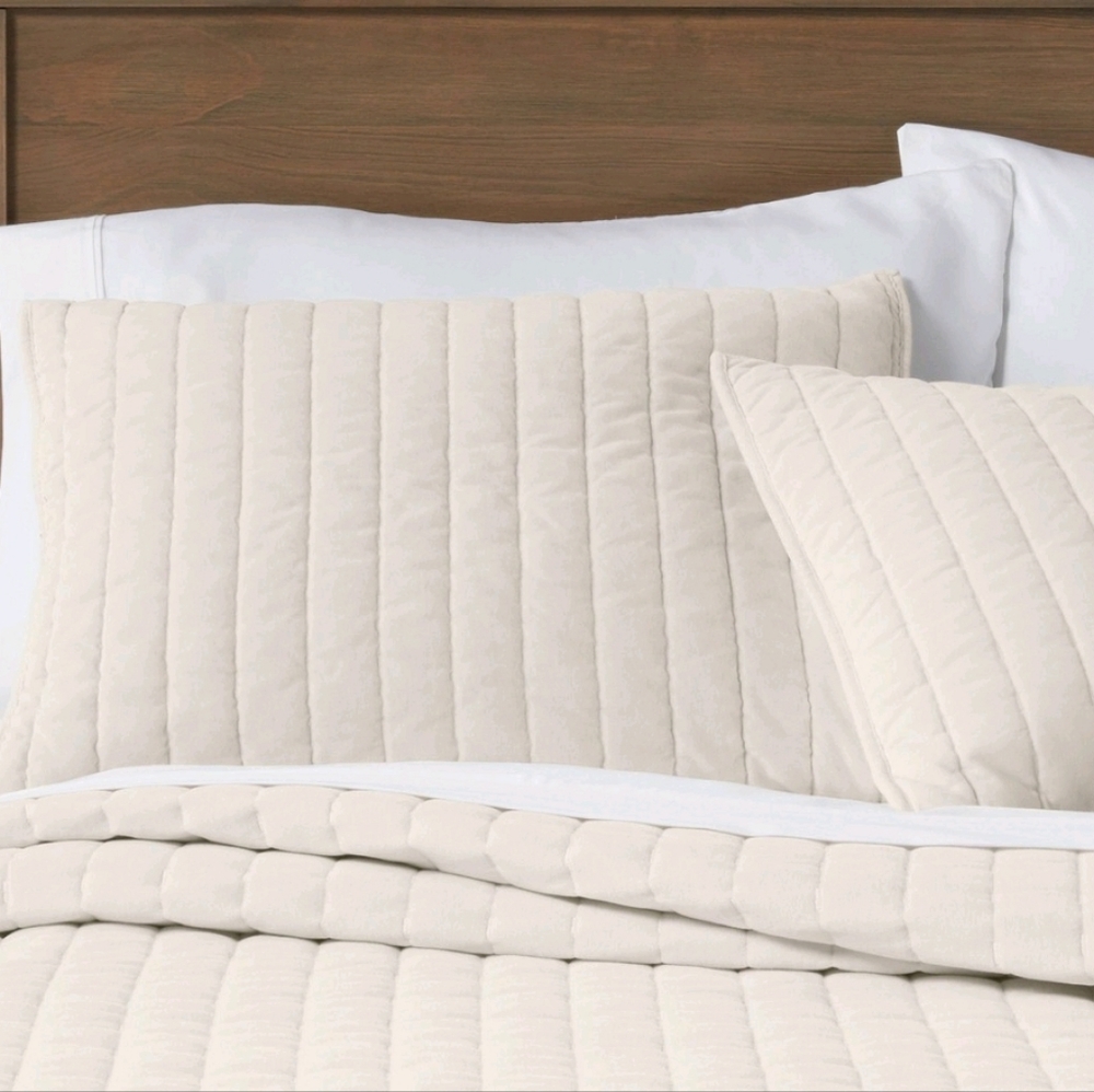 NWT Threshold Velvet Shams Standard Cream